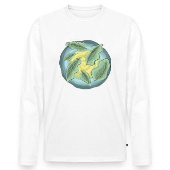 Spiral blue yellow holm oak leaves - Men's Premium Organic Long Sleeve Shirt - white - Front - Nico (187cm)
