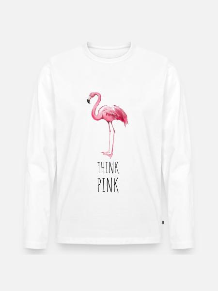 FLAMINGO. THINK PINK - Men's Premium Organic Long Sleeve Shirt - white