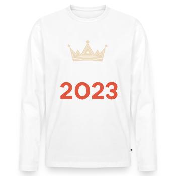 Prag 2023 - Männer Premium Bio Langarmshirt - Weiß - Vorne - Nico (187cm)