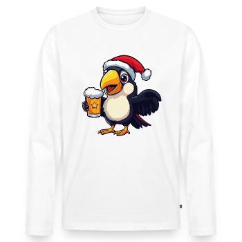 Toucan Bird Christmas Beer Funny - Men's Premium Organic Long Sleeve Shirt - white - Front - Nico (187cm)