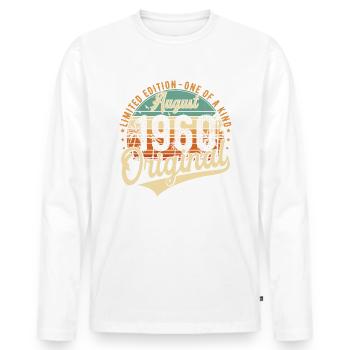 Août 1960 Vintage Anniversaire Rétro - T-shirt manches longues Premium bio Homme - blanc - Devant - Nico (187cm)