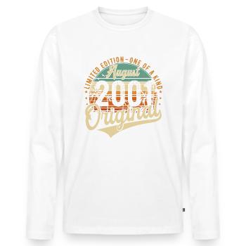 August 2001 Vintage Birthday Retro - Men's Premium Organic Long Sleeve Shirt - white - Front - Nico (187cm)