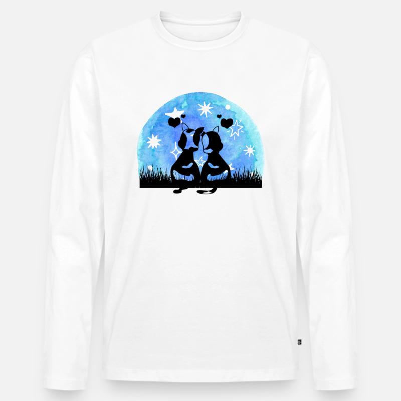 CoupleCats - Männer Premium Bio Langarmshirt - Weiß