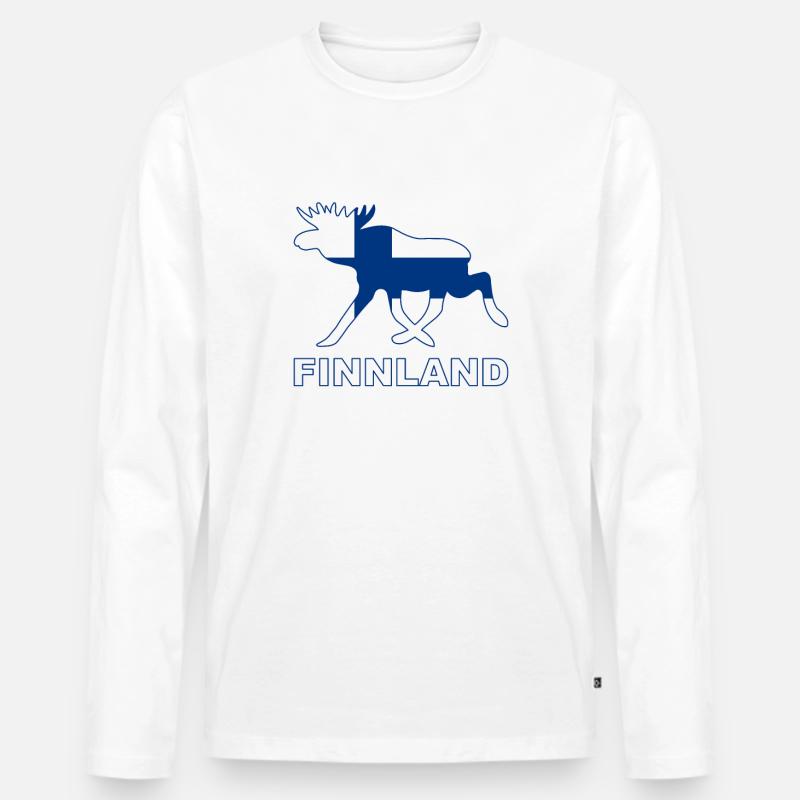 Finnland Elch - Männer Premium Bio Langarmshirt - Weiß