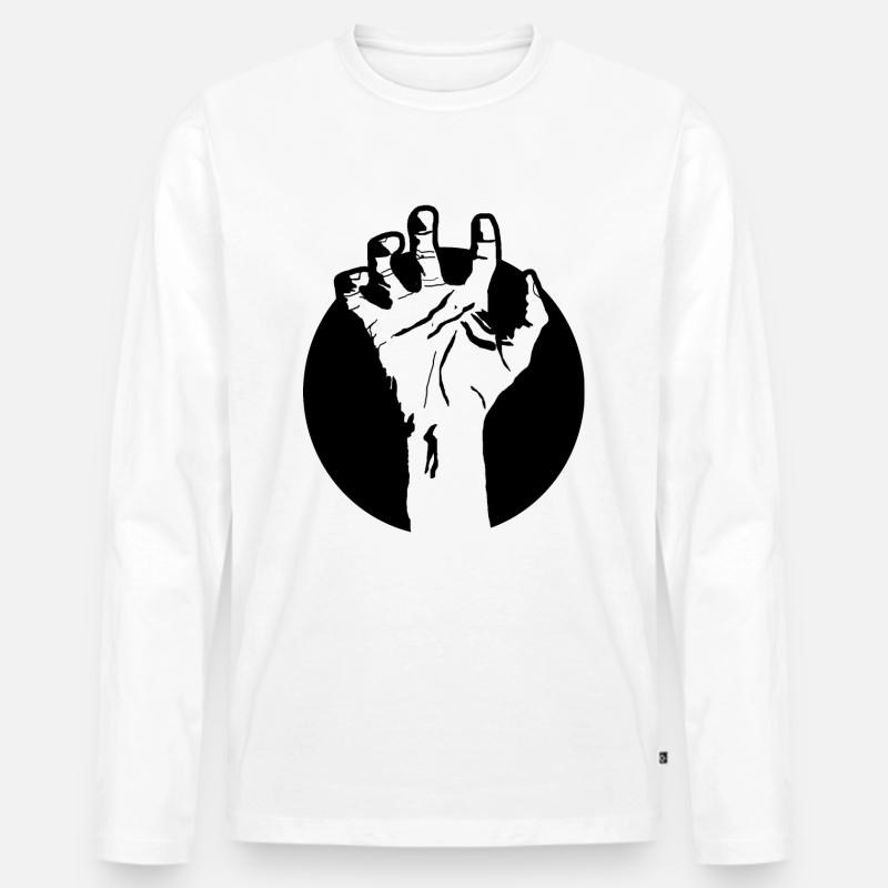Zombie Hand Logo - Männer Premium Bio Langarmshirt - Weiß