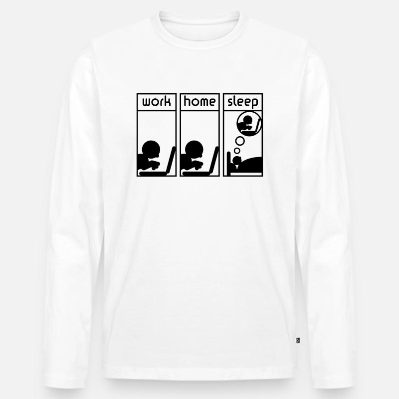 Computerfreak (work - home - sleep) - Männer Premium Bio Langarmshirt - Weiß