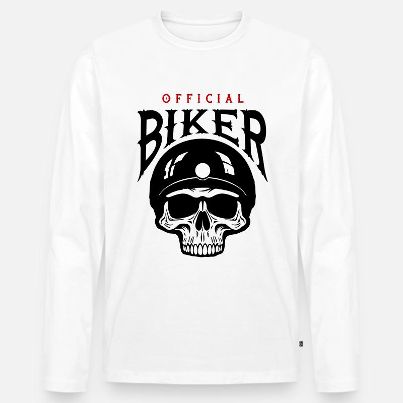 Skelett Biker - Männer Premium Bio Langarmshirt - Weiß