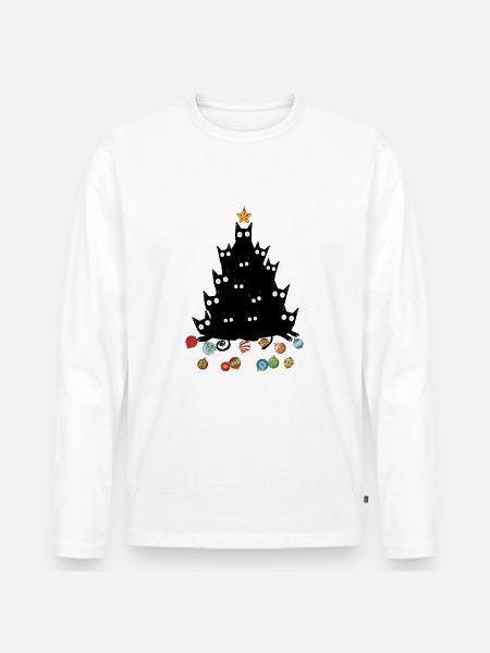 Cat Tree Christmas - Men's Premium Organic Long Sleeve Shirt - white