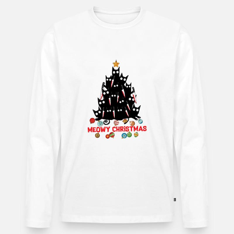 Katzenbaum - Männer Premium Bio Langarmshirt - Weiß