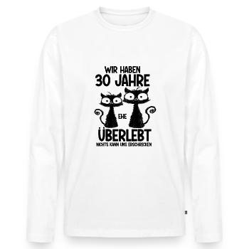 30 Jahre Ehe überlebt Perlen Hochzeit Hochzeitstag - Männer Premium Bio Langarmshirt - Weiß - Vorne - Nico (187cm)