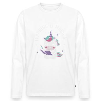 Learning is Magical - Men's Premium Organic Long Sleeve Shirt - white - Front - Nico (187cm)