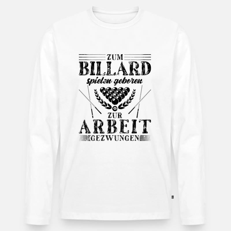 Billardtisch Billardkugel Motiv Billard Queue - Männer Premium Bio Langarmshirt - Weiß