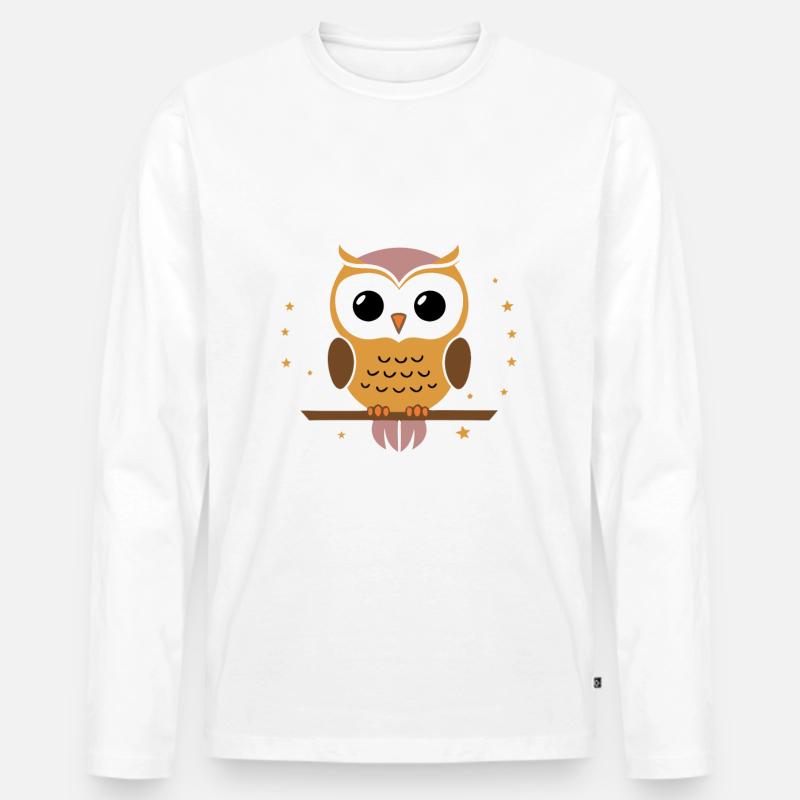 Nachteule Eule Eulen Vogel - Männer Premium Bio Langarmshirt - Weiß