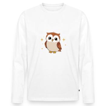 Night Owl Owl Owl Bird - Men's Premium Organic Long Sleeve Shirt - white - Front - Nico (187cm)