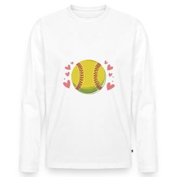 Softball Sports Softball Player - Men's Premium Organic Long Sleeve Shirt - white - Front - Nico (187cm)