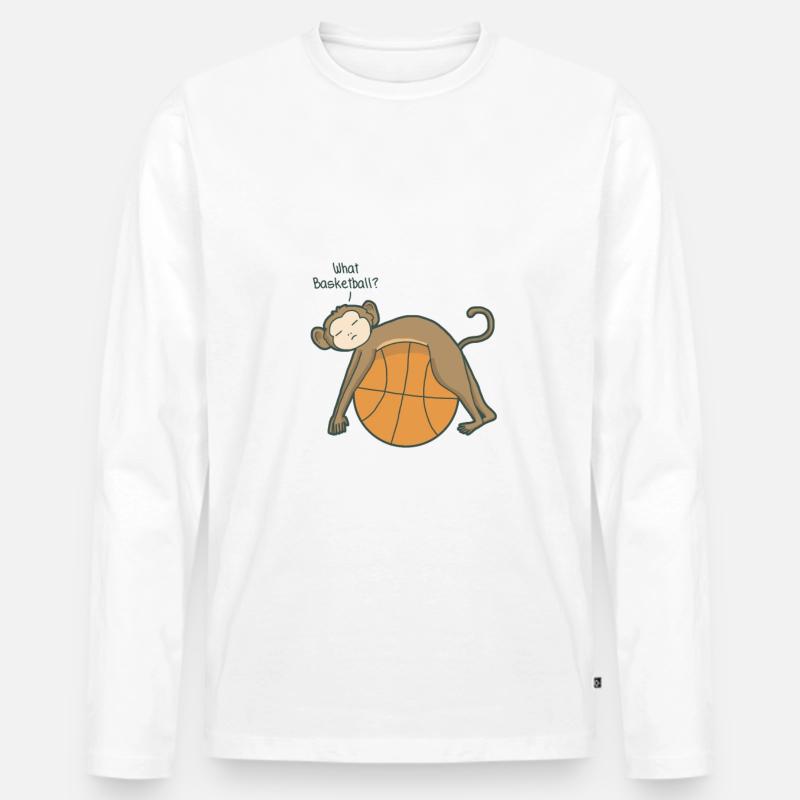 Basketball Monkey Affe - Männer Premium Bio Langarmshirt - Weiß