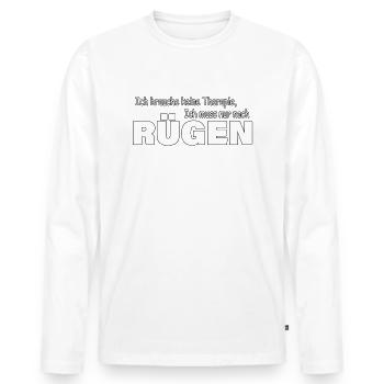 Therapie RÜGEN - Männer Premium Bio Langarmshirt - Weiß - Vorne - Nico (187cm)