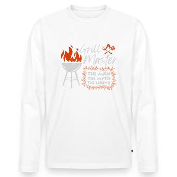 Grill Master BBQ Dad Father's Day Man Myth Legend - Men's Premium Organic Long Sleeve Shirt - white - Front - Nico (187cm)