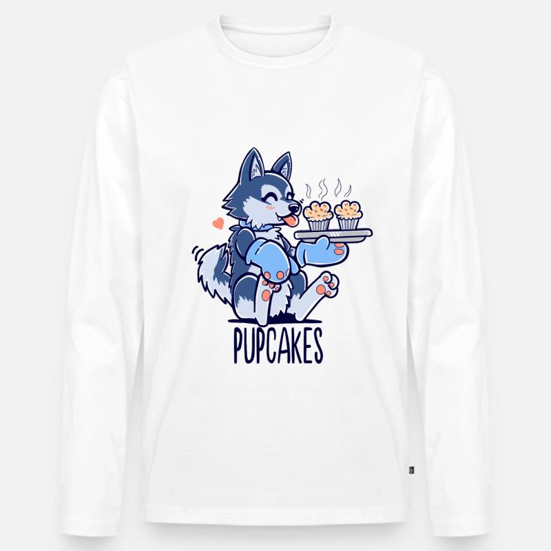 Ich mache Pupcakes - Männer Premium Bio Langarmshirt - Weiß
