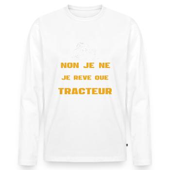 Je suis un tracteur - Cadeau Agriculteur - T-shirt manches longues Premium bio Homme - blanc - Devant - Nico (187cm)