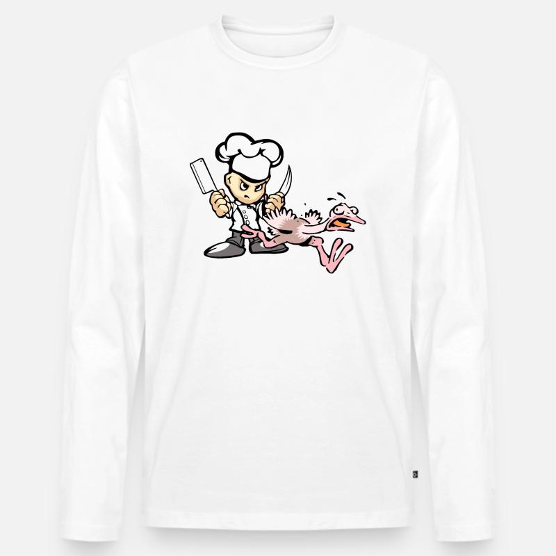 Lustiger Koch-Schluck - Männer Premium Bio Langarmshirt - Weiß
