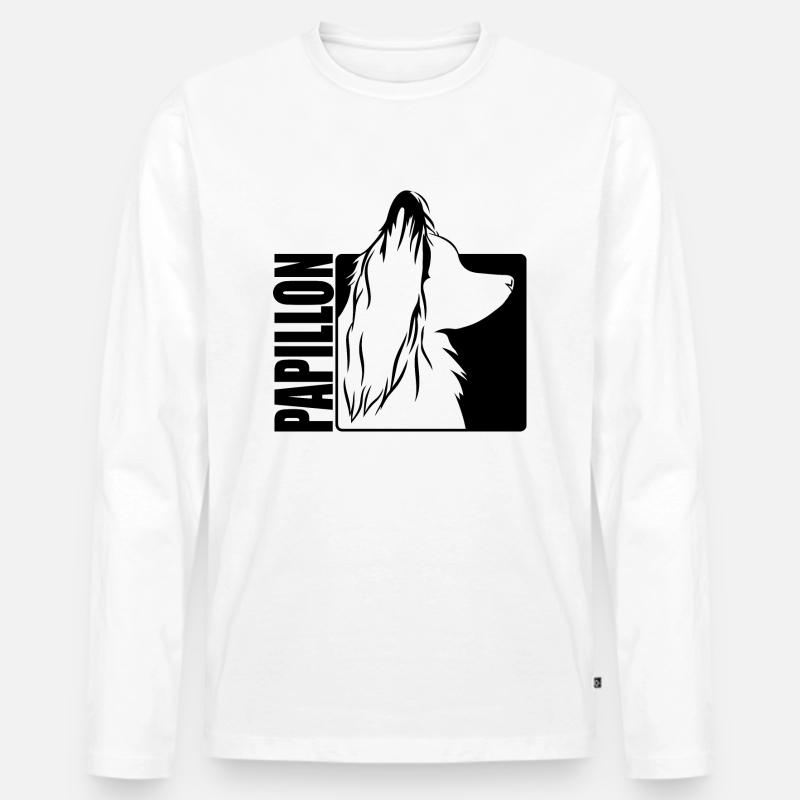 Papillon Profil Hunde Hund Wilsigns - Männer Premium Bio Langarmshirt - Weiß