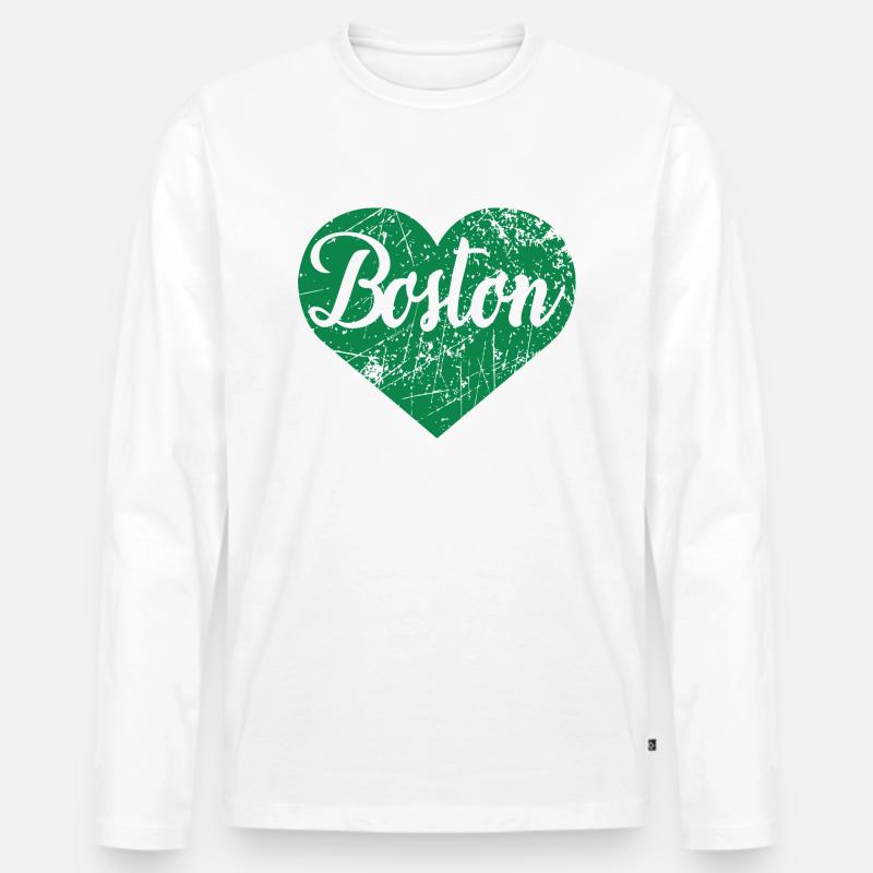 Boston - Männer Premium Bio Langarmshirt - Weiß