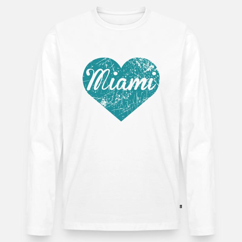 Miami Herz - Männer Premium Bio Langarmshirt - Weiß