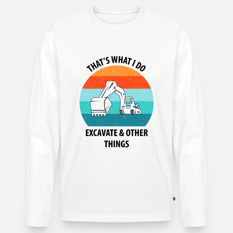 Bagger Baggerfahrer Baggerwagen - Männer Premium Bio Langarmshirt - Weiß