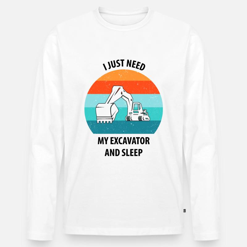 Bagger Baggerfahrer Baggerwagen - Männer Premium Bio Langarmshirt - Weiß