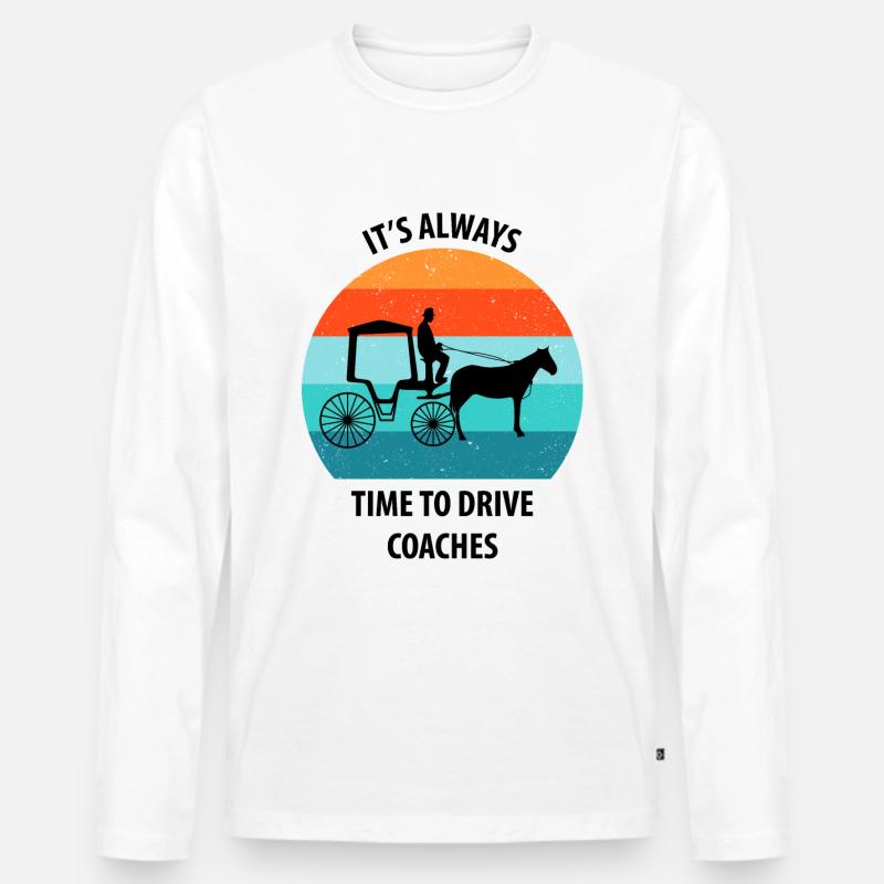 Kutscher Kutsche Pferdekutscher Kutschieren - Männer Premium Bio Langarmshirt - Weiß