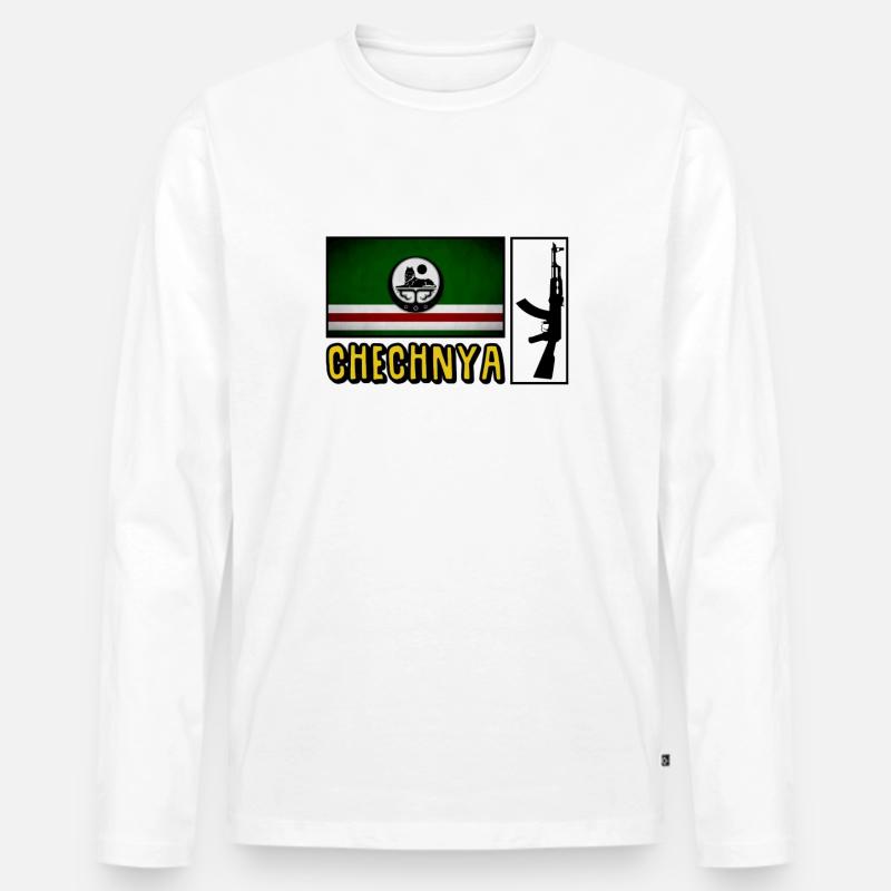 Chechnya Flagge Chechen Soldier - Männer Premium Bio Langarmshirt - Weiß