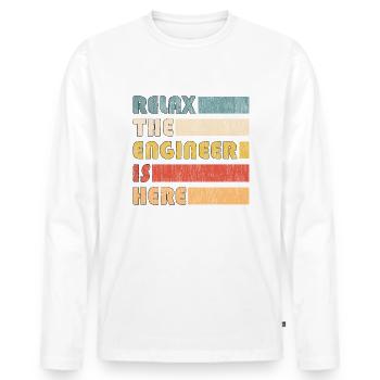 Relax l’ingénieur pour les ingénieurs - T-shirt manches longues Premium bio Homme - blanc - Devant - Nico (187cm)