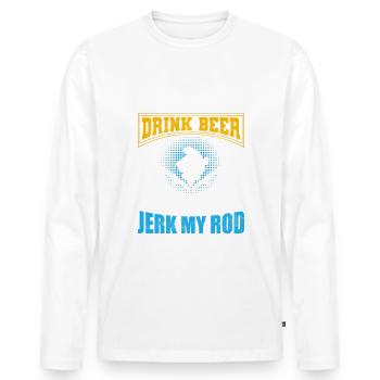 Poisson Bière Pêche Pêche Pêche - T-shirt manches longues Premium bio Homme - blanc - Devant - Nico (187cm)