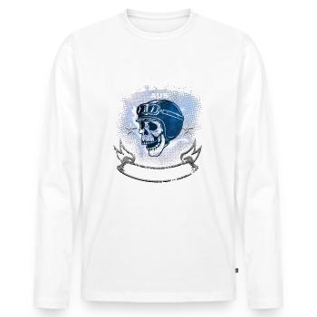 Biker aus Leidenschaft - Männer Premium Bio Langarmshirt - Weiß - Vorne - Nico (187cm)