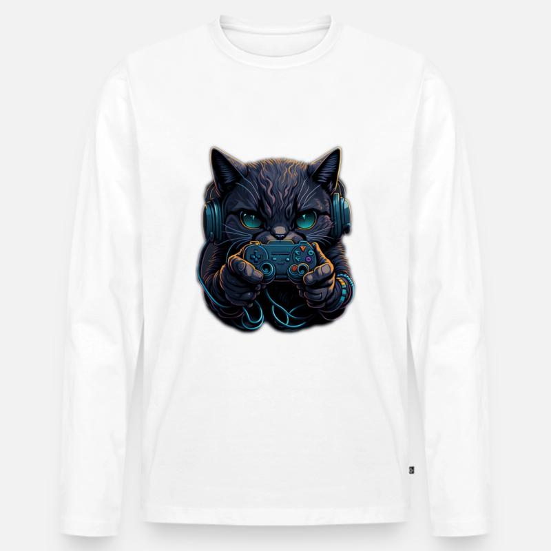 Gaming Katze - Männer Premium Bio Langarmshirt - undefined