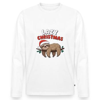 Relaxed Sloth Christmas Mood - Men's Premium Organic Long Sleeve Shirt - white - Front - Nico (187cm)