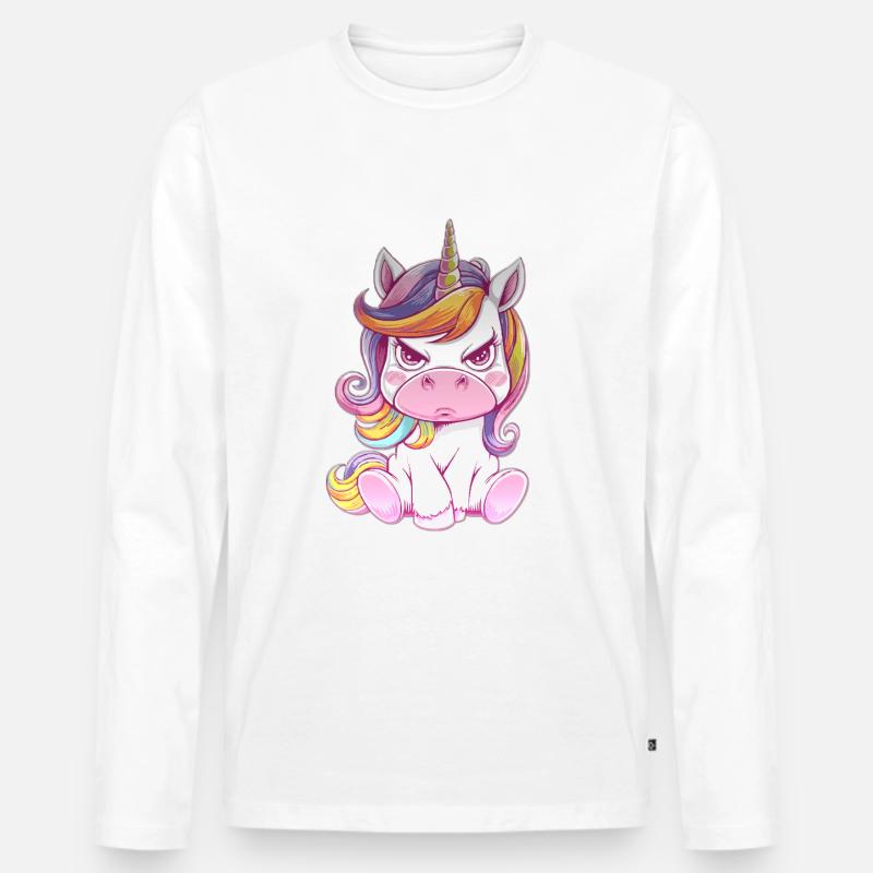 Verärgertes Einhorn Mit Regenbogenmähne - Männer Premium Bio Langarmshirt - undefined