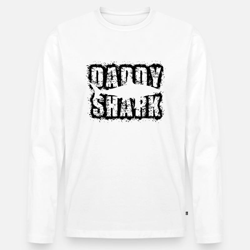 Daddy Shark - Männer Premium Bio Langarmshirt - Weiß