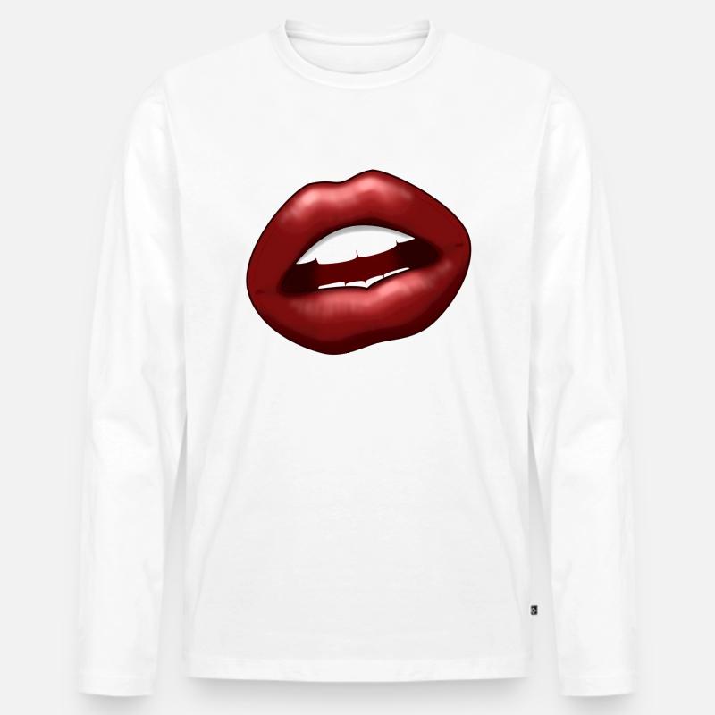 Sexy Lips - Männer Premium Bio Langarmshirt - Weiß