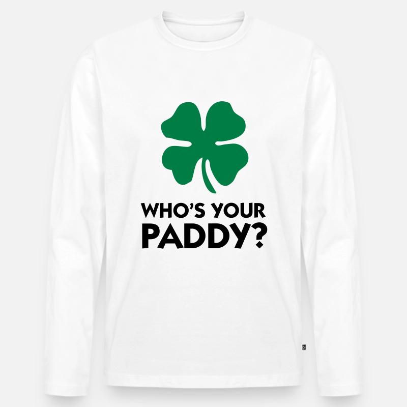 Wer ist dein Paddy? - Männer Premium Bio Langarmshirt - Weiß