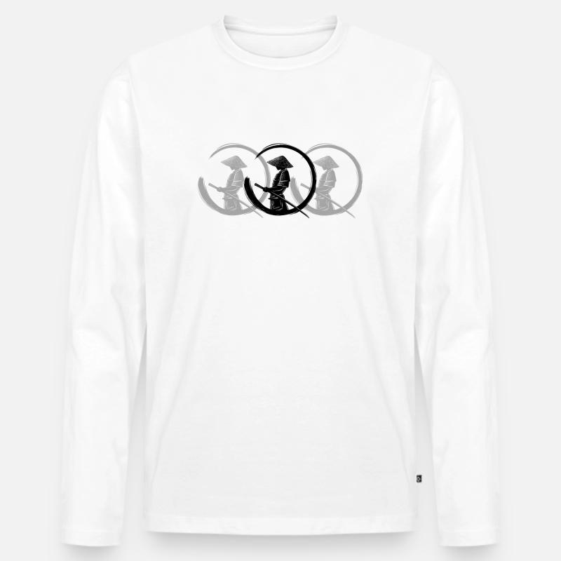 Samurai Kämpfer Schwert Geschenk Idee - Männer Premium Bio Langarmshirt - Weiß