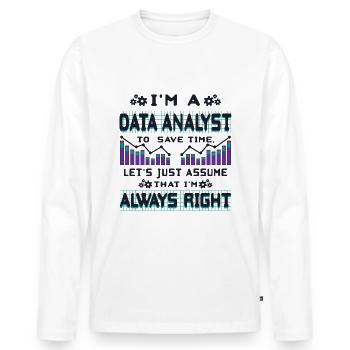 Data Analyst - Men's Premium Organic Long Sleeve Shirt - white - Front - Nico (187cm)