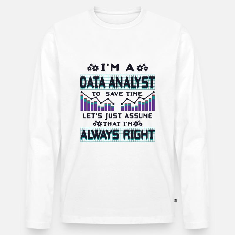 Datenanalyst - Männer Premium Bio Langarmshirt - Weiß