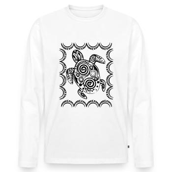 Maori Turtle - Men's Premium Organic Long Sleeve Shirt - white - Front - Nico (187cm)