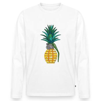 Pineapple Grenade - Men's Premium Organic Long Sleeve Shirt - white - Front - Nico (187cm)