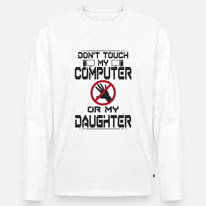 Computer Tochter - Männer Premium Bio Langarmshirt - Weiß