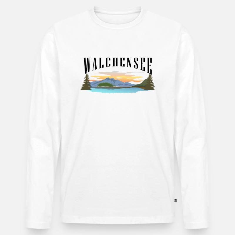 Walchensee - Männer Premium Bio Langarmshirt - Weiß