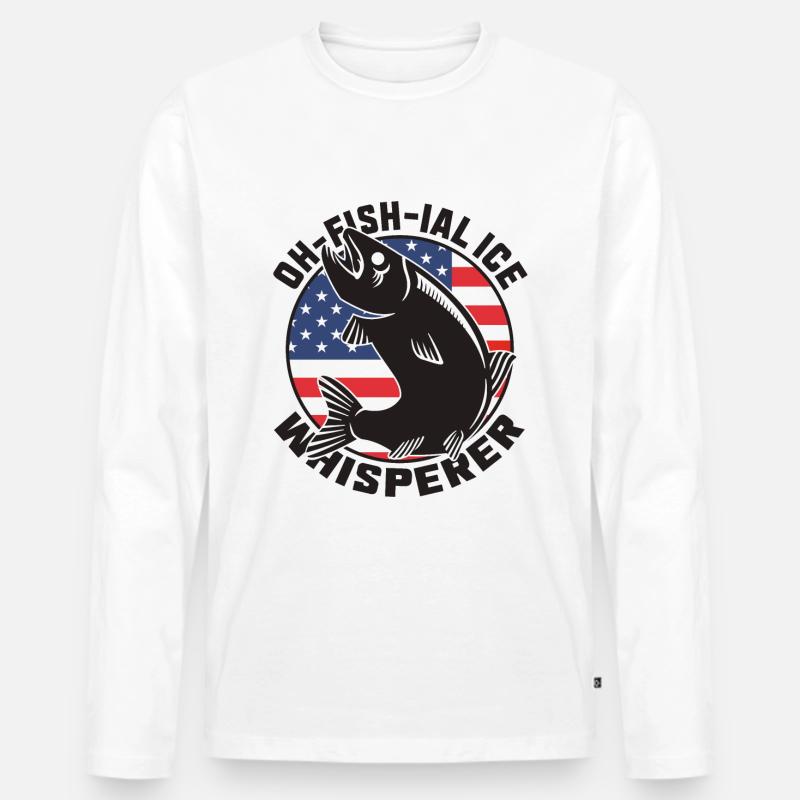 Eisfischen Whisperer - Männer Premium Bio Langarmshirt - Weiß