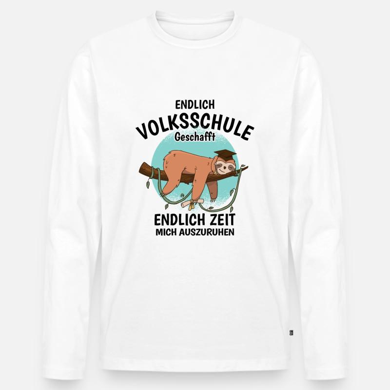 Volksschule Geschafft Absolvent Abgänger - Männer Premium Bio Langarmshirt - Weiß